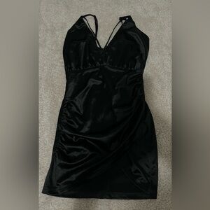 Black satin dress
